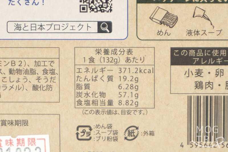 Blue Commons Japan「函館ブリ塩ラーメン」栄養成分表示