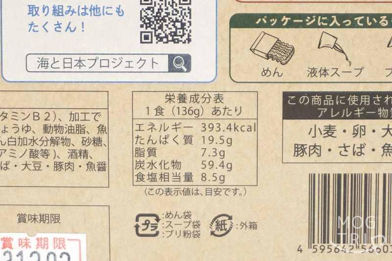 Blue Commons Japan「函館ブリ醤油ラーメン」栄養成分表示
