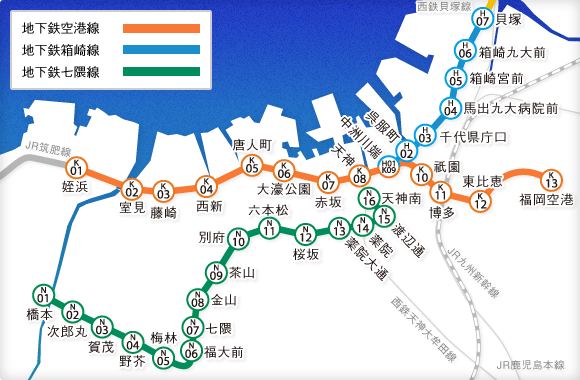 福岡市営地下鉄路線図