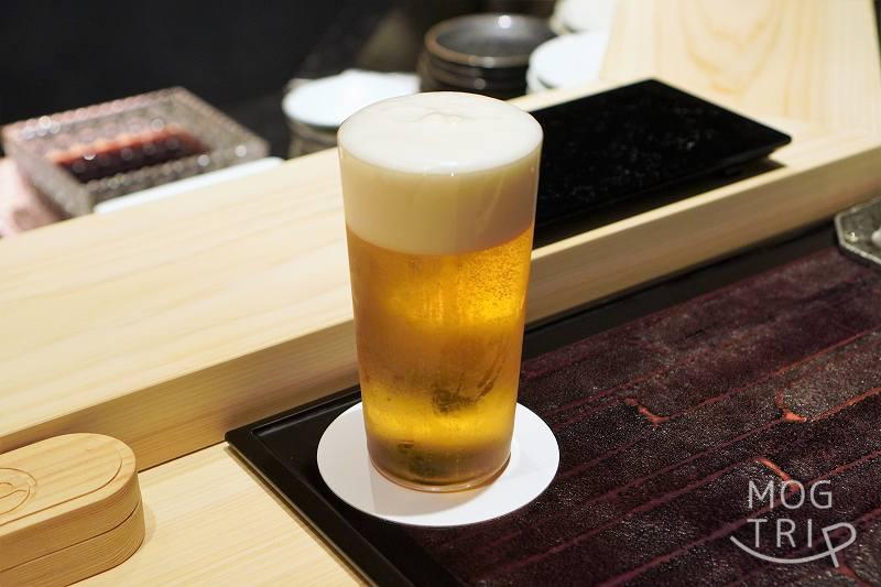札幌「鮨わたなべ」ビール